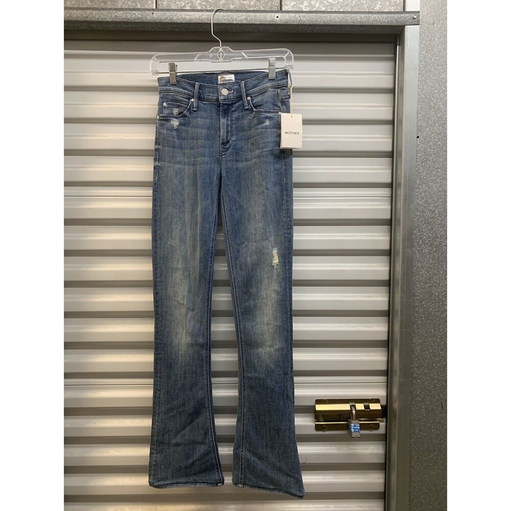 MOTHER Blue Skinny Jeans with Subtle Distress